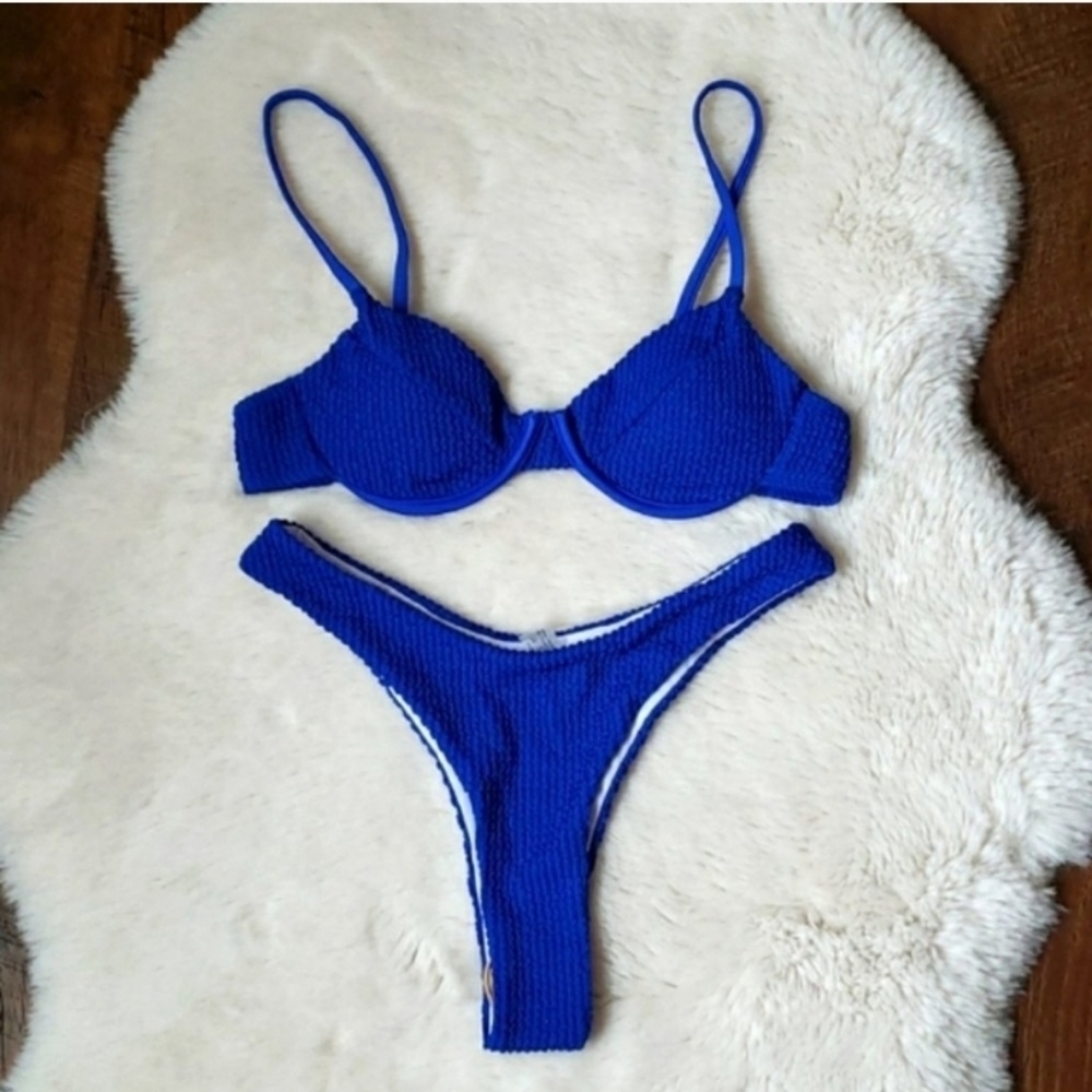 New Scrunchy Underwire Top Brazilian Bottom Bikini Set Swimsuit Size S - Picture 5 of 7